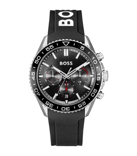 Montre BOSS BLACK RUNNER Homme 1514141 Analogique Cadran Minéral Bleu Bracelet Acier inoxydable Bleu Boucle déployante Etanchéité 5 BAR