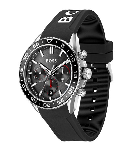 Montre BOSS BLACK RUNNER Homme 1514141 Analogique Cadran Minéral Bleu Bracelet Acier inoxydable Bleu Boucle déployante Etanchéité 5 BAR