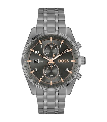 Montre BOSS BLACK SKYTRAVELLER Homme 1514153 Analogue Cadran MINERAL Gris Bracelet Acier Gris Boucle déployante Etanchéité 5BAR