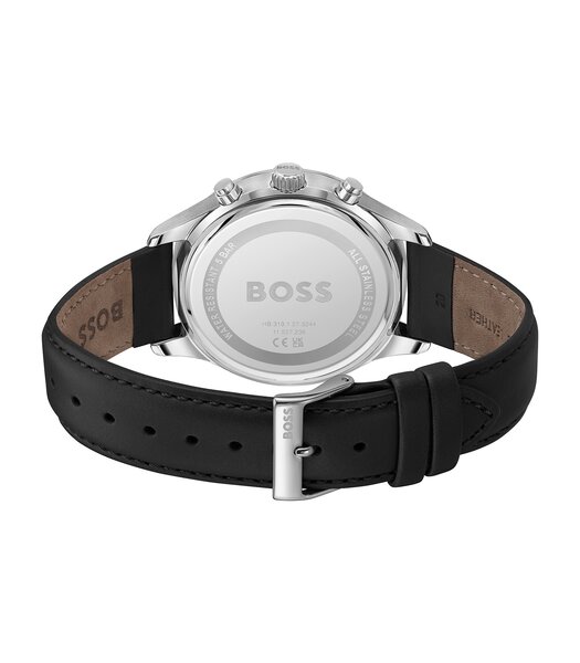 Horloge BOSS BLACK AVERY Heren 1514156 Analoog Behuizing MINERAAL Blauw Bracelette Leer Zwart Boucle déployante Etanchéiteiten 5BAR
