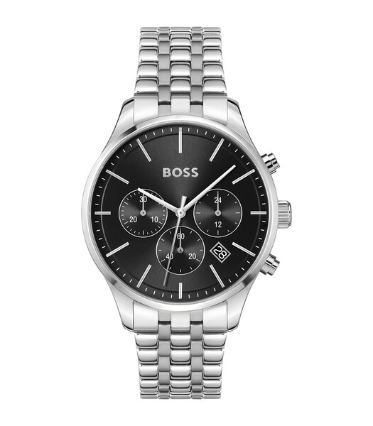 Horloge BOSS BLACK AVERY Heren 1514157 Analoog Behuizing MINERAAL Zwart Bracelette Roestvrij staal Staal Boucle déployante Etanchéiteiten 5BAR