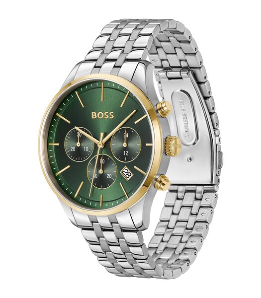 Horloge BOSS BLACK AVERY Heren 1514159 Analoog Behuizing MINERAAL Groen Bracelette Roestvrij staal Staal Boucle déployante Etanchéiteiten 5BAR