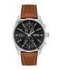 Montre BOSS BLACK SKYTRAVELLER Homme 1514161 Analogue Cadran MINERAL Noir Bracelet Cuir Brun Boucle déployante Etanchéité 5BAR