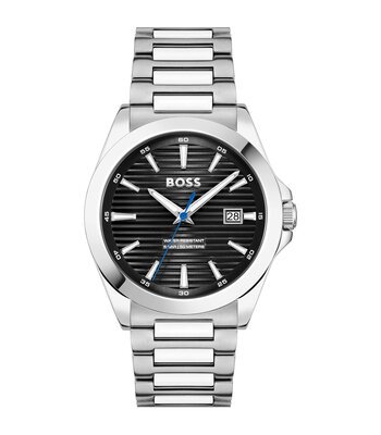 Montre BOSS BLACK STRIKE Homme 1514170 Analogue Cadran MINERAL Noir Bracelet Acier inoxydable Acier Etanchéité 5BAR