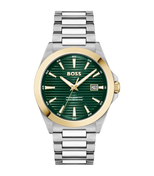 Montre BOSS BLACK STRIKE Homme 1514173 Analogue Cadran MINERAL Vert Bracelet Acier inoxydable Acier Etanchéité 5BAR
