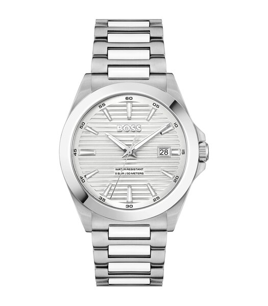 Montre BOSS BLACK STRIKE Homme 1514176 Analogue Cadran MINERAL Argenté Bracelet Acier inoxydable Acier Etanchéité 5BAR