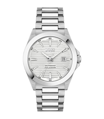 Montre BOSS BLACK STRIKE Homme 1514176 Analogue Cadran MINERAL Argenté Bracelet Acier inoxydable Acier Etanchéité 5BAR