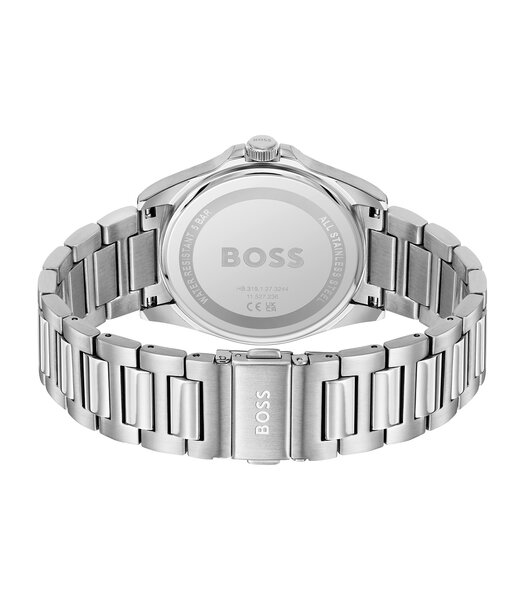 Montre BOSS BLACK STRIKE Homme 1514176 Analogue Cadran MINERAL Argenté Bracelet Acier inoxydable Acier Etanchéité 5BAR