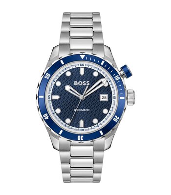 Montre BOSS BLACK BOSSMATIC Homme 1514177 Analogue Cadran MINERAL Bleu Bracelet Acier inoxydable Acier Etanchéité 10BAR