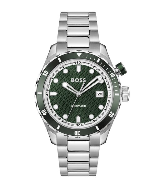 Montre BOSS BLACK BOSSMATIC Homme 1514178 Analogue Cadran MINERAL Vert Bracelet Acier inoxydable Acier Etanchéité 10BAR