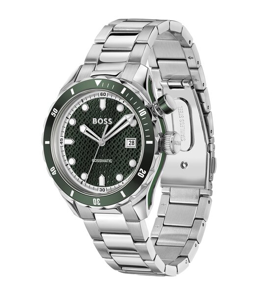 Montre BOSS BLACK BOSSMATIC Homme 1514178 Analogue Cadran MINERAL Vert Bracelet Acier inoxydable Acier Etanchéité 10BAR