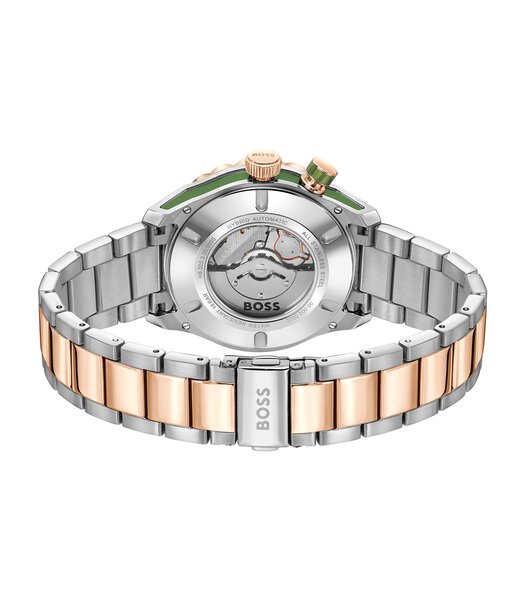 Montre BOSS BLACK BOSSMATIC Homme 1514181 Analogue Cadran MINERAL Vert Bracelet Acier inoxydable Acier / or rose Etanchéité 10BAR