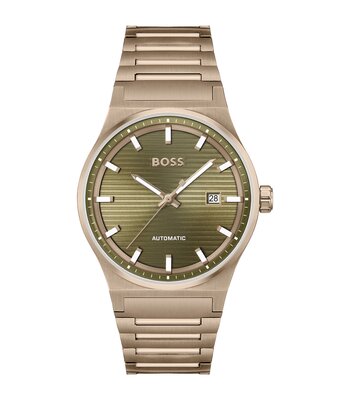 Montre BOSS BLACK CANDOR AUTOMATIC Homme 1514184 Analogue Cadran MINERAL Vert Bracelet Acier Or jaune Etanchéité 5BAR