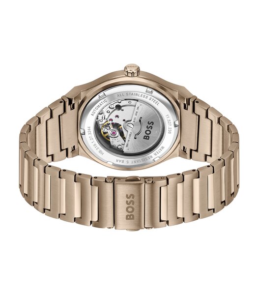 Montre BOSS BLACK CANDOR AUTOMATIC Homme 1514184 Analogue Cadran MINERAL Vert Bracelet Acier Or jaune Etanchéité 5BAR