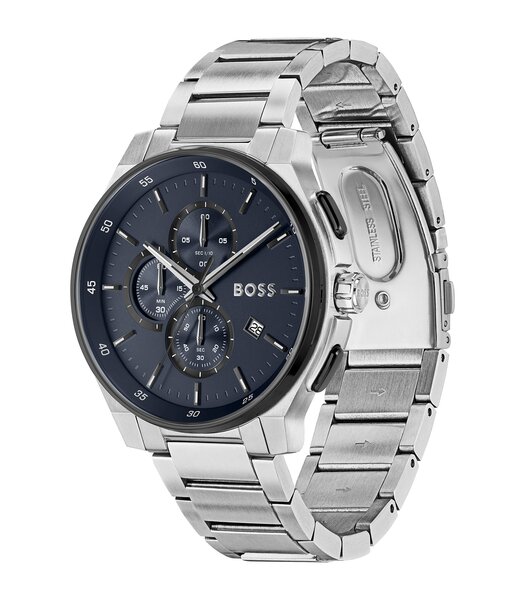 Montre BOSS BLACK PEAK 2.0 Homme 1514189 Analogue Cadran MINERAL Bleu Bracelet Acier inoxydable Acier Etanchéité 5BAR