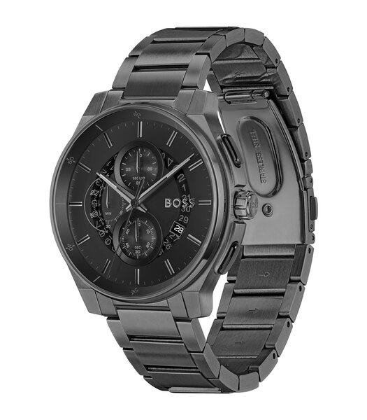 Montre BOSS BLACK PEAK 2.0 Homme 1514192 Analogue Cadran MINERAL Noir Bracelet Acier Noir Etanchéité 5BAR