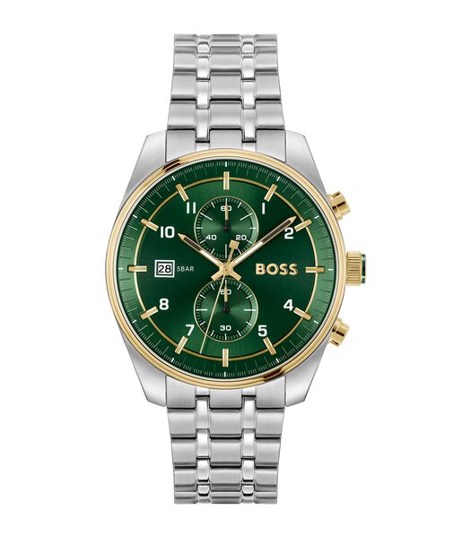Montre BOSS BLACK SKYTRAVELLER Homme 1514195 Analogue Cadran MINERAL Vert Bracelet Acier inoxydable Acier Etanchéité 5BAR