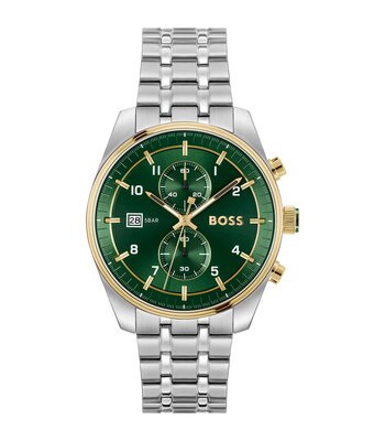Montre BOSS BLACK SKYTRAVELLER Homme 1514195 Analogue Cadran MINERAL Vert Bracelet Acier inoxydable Acier Etanchéité 5BAR