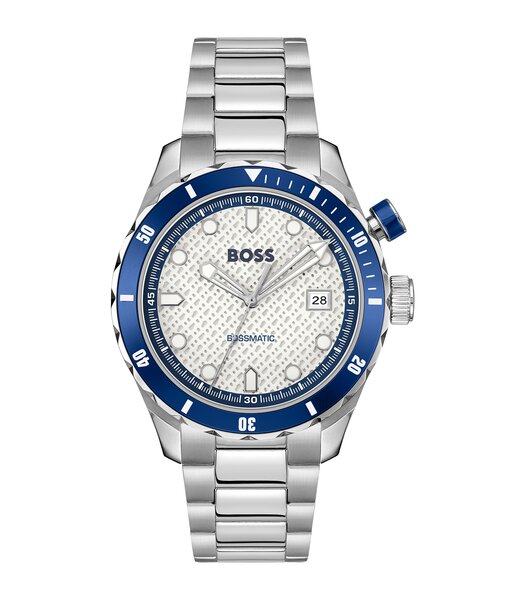 Montre BOSS BLACK BOSSMATIC Homme 1514212 Analogue Cadran MINERAL Blanc Bracelet Acier inoxydable Acier Etanchéité 10BAR