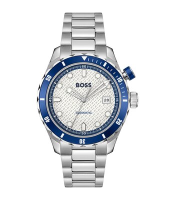 Montre BOSS BLACK BOSSMATIC Homme 1514212 Analogue Cadran MINERAL Blanc Bracelet Acier inoxydable Acier Etanchéité 10BAR