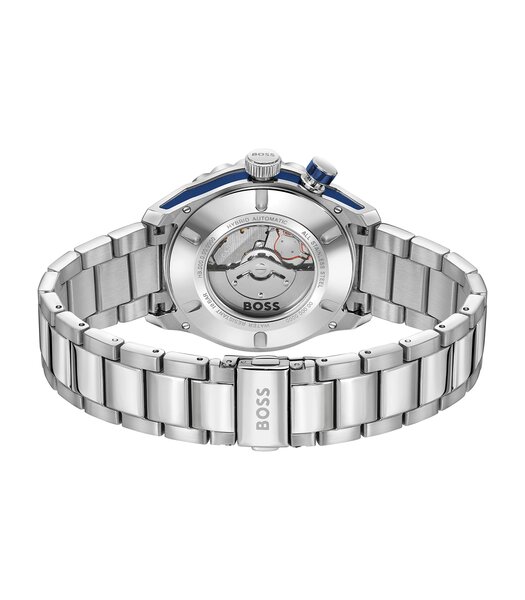 Montre BOSS BLACK BOSSMATIC Homme 1514212 Analogue Cadran MINERAL Blanc Bracelet Acier inoxydable Acier Etanchéité 10BAR