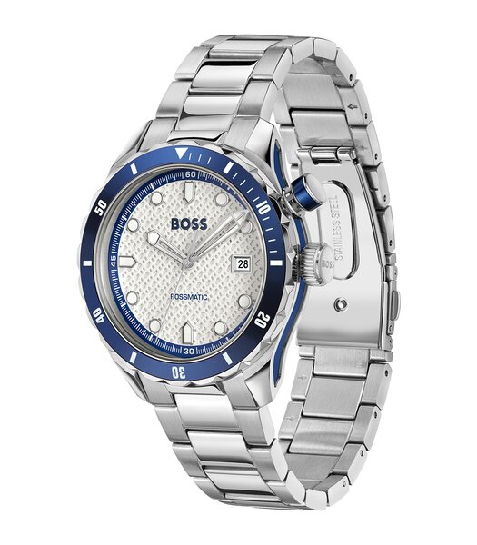 Montre BOSS BLACK BOSSMATIC Homme 1514212 Analogue Cadran MINERAL Blanc Bracelet Acier inoxydable Acier Etanchéité 10BAR