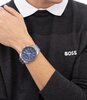 Montre BOSS BLACK SKYTRAVELLER Homme 1514216 Analogue Cadran MINERAL Bleu Bracelet Acier inoxydable Acier Etanchéité 5BAR