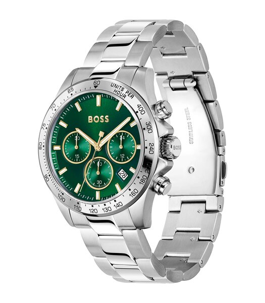 Montre BOSS BLACK HERO Homme 1514217 Analogue Cadran MINERAL Vert Bracelet Acier inoxydable Acier Etanchéité 5BAR