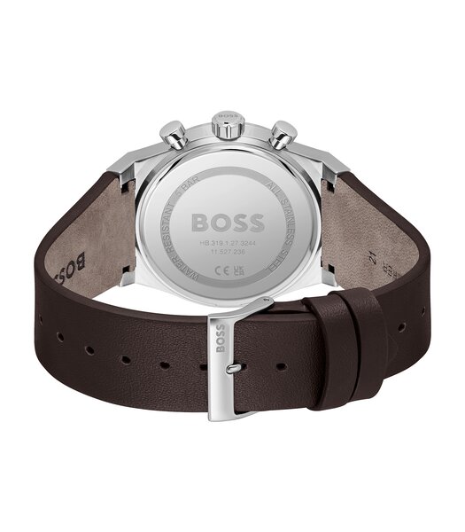 Montre BOSS BLACK CANDOR CHRONO Homme 1514219 Analogue Cadran MINERAL Bleu Bracelet Cuir Brun Etanchéité 5BAR
