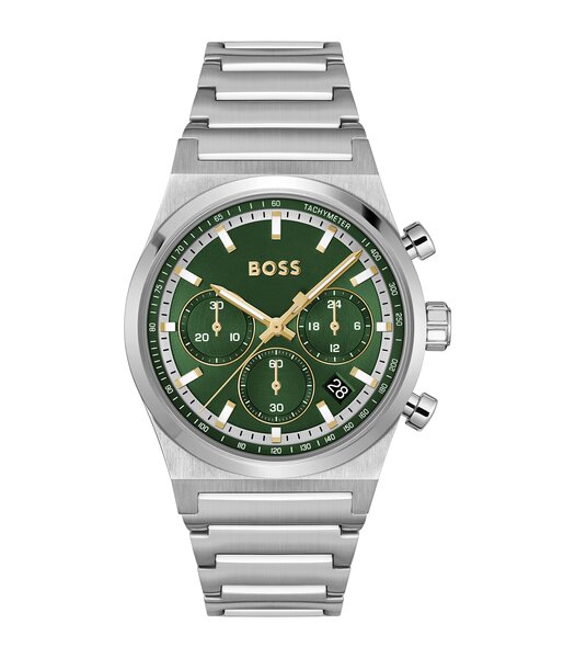Montre BOSS BLACK CANDOR CHRONO Homme 1514220 Analogue Cadran MINERAL Vert Bracelet Acier inoxydable Acier Etanchéité 5BAR