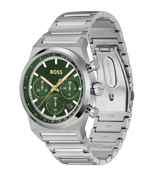 Montre BOSS BLACK CANDOR CHRONO Homme 1514220 Analogue Cadran MINERAL Vert Bracelet Acier inoxydable Acier Etanchéité 5BAR