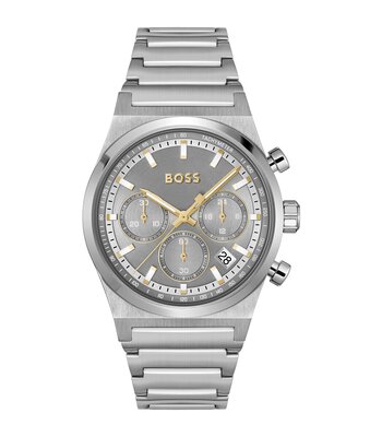 Montre BOSS BLACK CANDOR CHRONO Homme 1514221 Analogue Cadran MINERAL Gris Bracelet Acier inoxydable Acier Etanchéité 5BAR
