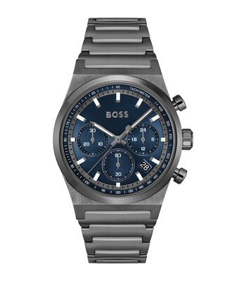 Montre BOSS BLACK CANDOR CHRONO Homme 1514223 Analogue Cadran MINERAL Bleu Bracelet Acier Gris Etanchéité 5BAR
