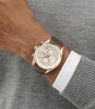 Montre BOSS BLACK GRAND PRIX 44 Homme 1514225 Analogue Cadran MINERAL Argenté Bracelet Cuir Brun Etanchéité 5BAR
