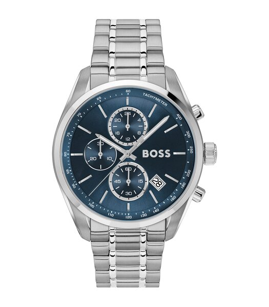 Montre BOSS BLACK GRAND PRIX 44 Homme 1514226 Analogue Cadran MINERAL Bleu Bracelet Acier inoxydable Acier Etanchéité 5BAR