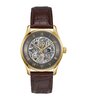 Montre BOSS BLACK PRINCIPLE SKELETON Homme 1514235 Analogue Cadran MINERAL Gris Bracelet Cuir Brun Etanchéité 5BAR