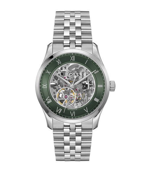 Montre BOSS BLACK PRINCIPLE SKELETON Homme 1514236 Analogue Cadran MINERAL Vert Bracelet Acier inoxydable Acier Etanchéité 5BAR