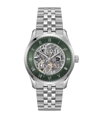 Montre BOSS BLACK PRINCIPLE SKELETON Homme 1514236 Analogue Cadran MINERAL Vert Bracelet Acier inoxydable Acier Etanchéité 5BAR