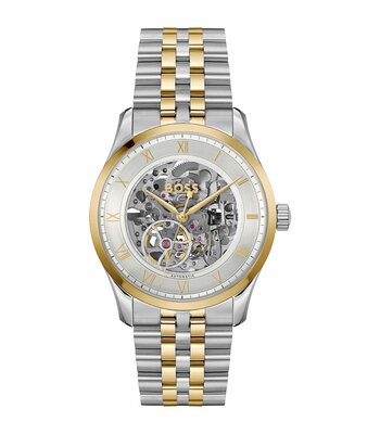Montre BOSS BLACK PRINCIPLE SKELETON Homme 1514237 Analogue Cadran MINERAL Argenté Bracelet Acier inoxydable Acier / or jaune Etanchéité 5BAR