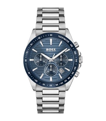 Montre BOSS BLACK STRIKE CHRONO Homme 1514240 Analogue Cadran MINERAL Bleu Bracelet Acier inoxydable Acier Etanchéité 5BAR