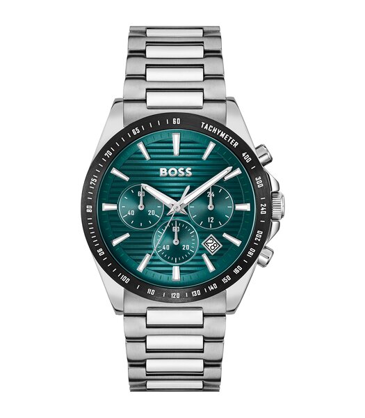 Montre BOSS BLACK STRIKE CHRONO Homme 1514241 Analogue Cadran MINERAL Vert Bracelet Acier inoxydable Acier Etanchéité 5BAR