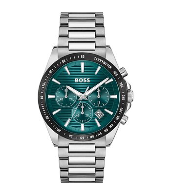 Montre BOSS BLACK STRIKE CHRONO Homme 1514241 Analogue Cadran MINERAL Vert Bracelet Acier inoxydable Acier Etanchéité 5BAR
