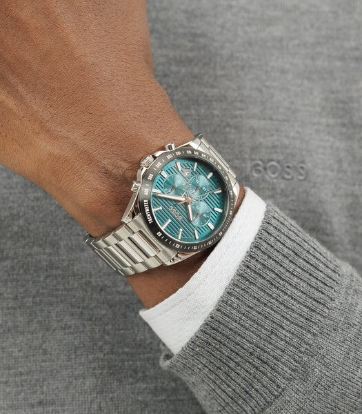 Montre BOSS BLACK STRIKE CHRONO Homme 1514241 Analogue Cadran MINERAL Vert Bracelet Acier inoxydable Acier Etanchéité 5BAR
