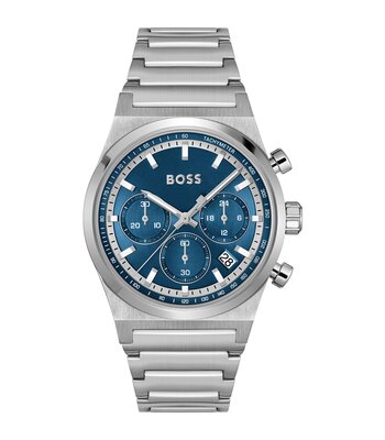 Montre BOSS BLACK CANDOR CHRONO Homme 1514250 Analogue Cadran MINERAL Bleu Bracelet Acier inoxydable Acier Etanchéité 5BAR