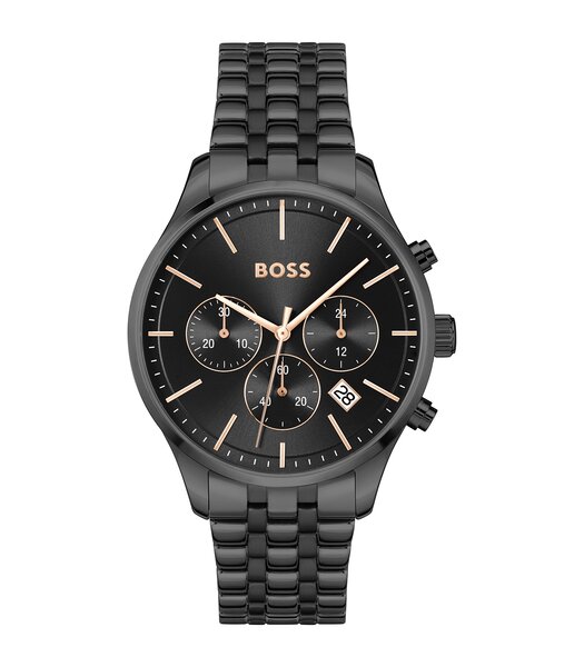 Horloge BOSS BLACK AVERY Heren 1514256 Analoog Behuizing MINERAAL Zwart Bracelette Staal Zwart Etanchéiteiten 5BAR