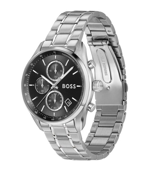 Montre BOSS BLACK GRAND PRIX 40 Homme 1514259 Analogue Cadran MINERAL Noir Bracelet Acier inoxydable Acier Etanchéité 5BAR