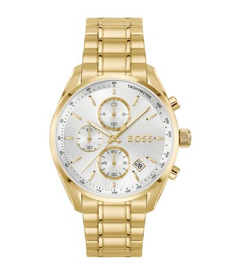 Montre BOSS BLACK GRAND PRIX 40 Homme 1514261 Analogue Cadran MINERAL Argenté Bracelet Acier Or jaune Etanchéité 5BAR