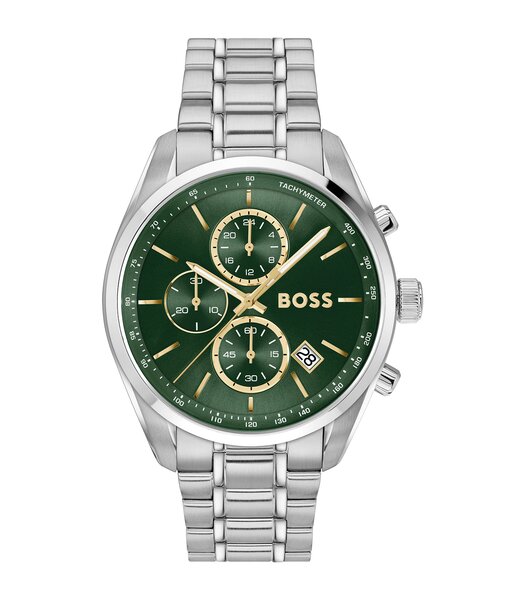 Montre BOSS BLACK GRAND PRIX 44 Homme 1514266 Analogue Cadran MINERAL Vert Bracelet Acier inoxydable Acier Etanchéité 5BAR