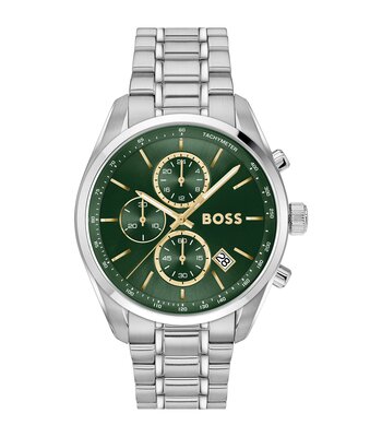 Montre BOSS BLACK GRAND PRIX 44 Homme 1514266 Analogue Cadran MINERAL Vert Bracelet Acier inoxydable Acier Etanchéité 5BAR