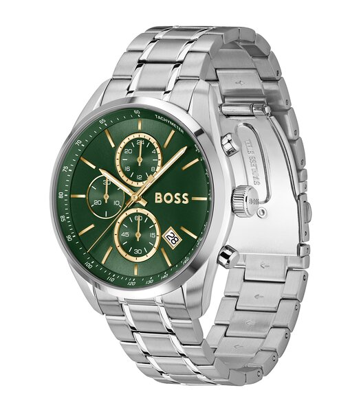 Montre BOSS BLACK GRAND PRIX 44 Homme 1514266 Analogue Cadran MINERAL Vert Bracelet Acier inoxydable Acier Etanchéité 5BAR